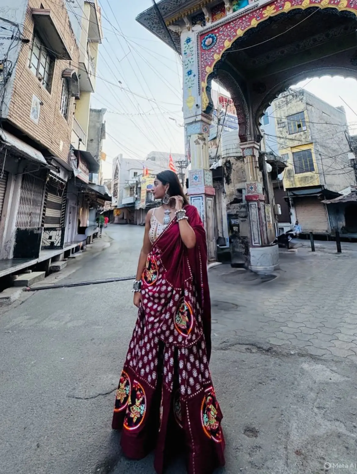 ✨ Embracing the festive spirit with elegance in my red Navratri dress ✨